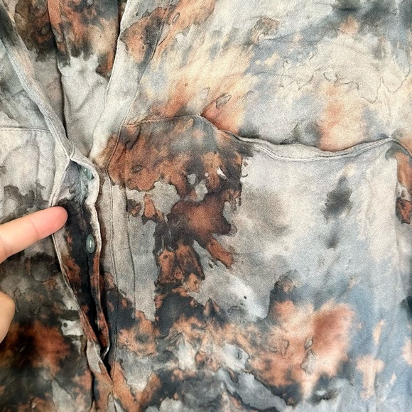 Young Fabulous & Broke Hayes Multicolor Tie Dyed Henley Long Sleeve Blouse - M - Picture 5 of 10